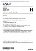 Actual 2024 AQA GCSE GERMAN 8668/SH Paper 2 Speaking Higher Merged Candidate’s material + Teacher’s Booklet + Mark Scheme (including Guidance for Photo cards