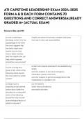 ATI CAPSTONE LEADERSHIP EXAM 2024-2025 FORM A & B EACH FORM CONTAINS 70 QUESTIONS AND CORRECT ANSWERS|ALREADY GRADED A+ (ACTUAL EXAM)