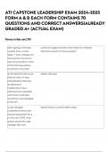 ATI CAPSTONE LEADERSHIP EXAM 2024-2025 FORM A & B EACH FORM CONTAINS 70 QUESTIONS AND CORRECT ANSWERS|ALREADY GRADED A+ (ACTUAL EXAM)