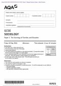 Actual 2024 AQA GCSE SOCIOLOGY 8192/1 Paper 1 The Sociology of Families and Education Merged Question Paper + Mark Scheme