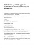 North Carolina pesticide applicator certification or manual Exam Questions And Answers