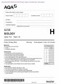 Actual 2024 AQA GCSE BIOLOGY 8461/1H Paper 1 Higher Tier Merged Question Paper + Mark Scheme