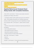 Applied Behavioural Analysis Exam Study Guide with Complete Solutions