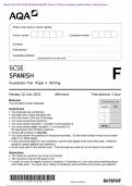 Actual 2024 AQA GCSE SPANISH 8698/WF Paper 4 Writing Foundation Tier Merged Question Paper + Mark Scheme