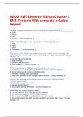 AAOS EMT Eleventh Edition Chapter 1 EMS Systems With complete solution Newest