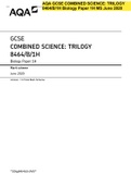 AQA GCSE COMBINED SCIENCE: TRILOGY 8464/B/1H Biology Paper 1H MS June 2020