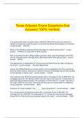  Texas Adjuster Exam Questions And Answers 100% Verified.