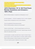 ACS Chemistry 101 & 102 Final Exam Review Questions and Answers | 100% Pass