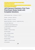 ACS General Chemistry First Term Final Exam Study Guide with Complete Solutions