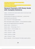 General Chemistry ACS Study Guide with Complete Solutions