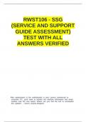 RWST106 - SSG (SERVICE AND SUPPORT GUIDE ASSESSMENT) TEST WITH ALL ANSWERS