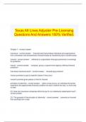  Texas All-Lines Adjuster Pre-Licensing Questions And Answers 100% Verified.