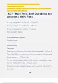 ACT : Math Prep. Test Questions and Answers | 100% Pass