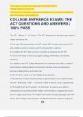 COLLEGE ENTRANCE EXAMS: THE ACT QUESTIONS AND ANSWERS | 100% PASS