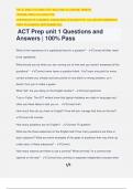 ACT Prep unit 1 Questions and Answers | 100% Pass