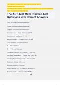 The ACT Test Math Practice Test Questions with Correct Answers