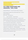 ACT PREP QUESTIONS AND ANSWERS | 100% PASS