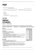 aqa GCSE MEDIA STUDIES Paper 1 Media One(8572-1) May 2024 Question Paper