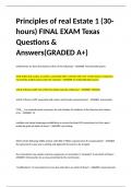 Principles of real Estate 1 (30-hours) FINAL EXAM Texas Questions & Answers(GRADED A+)