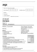 aqa A-level PHYSICS Paper 3 Section B Astrophysics(7408/3BA) June 2024 Mark Scheme and Question Paper 