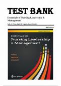 TEST BANK For Essentials of Nursing Leadership & Management 8th Edition  by Sally A. Weiss