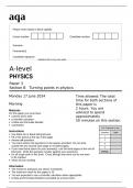 aqa A-level PHYSICS Paper 3 Section B Turning points in physics(7408-3BD) June 2024 Question Paper