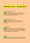 BIO 242 Exam 2 Spring 2024 Complete Questions and Answers 100% Accuracy