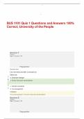 BUS 1101 Quiz 1 Questions and Answers 100% Correct; University of the People