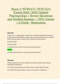 Exam 2: NUR2474 / NUR 2474 (Latest 2024 / 2025 Update) Pharmacology for Professional Nursing | Review Questions and Verified Answers | 100% Correct | A Grade - Rasmussen