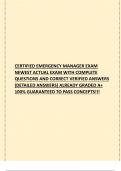 CERTIFIED EMERGENCY MANAGER EXAM NEWEST ACTUAL EXAM WITH COMPLETE QUESTIONS AND CORRECT VERIFIED ANSWERS (DETAILED ANSWERS) ALREADY GRADED A+ 100% GUARANTEED TO PASS CONCEPTS!!!