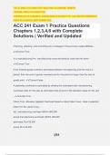 ACC 241 Exam 1 Practice Questions Chapters 1,2,3,4,6 with Complete Solutions | Verified and Updated