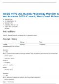 Wcula PHYS 261 Human Physiology Midterm Exam/76 Questions and Answers 100% Correct; West Coast University