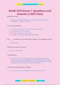 BLAW 3310 Exam 1 Questions and  Answers (100% Pass)