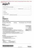 Actual 2024 AQA AS FRENCH 7651/2 Paper 2 Writing Merged Question Paper + Mark Scheme + Insert