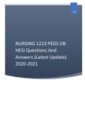 NURSING 1223 PEDS OB HESI Questions And Answers (Latest Update) 2020-2021