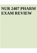 NUR 2407 PHARM EXAM REVIEW