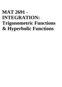 MAT 2691 - INTEGRATION: Trigonometric Functions & Hyperbolic Functions