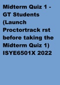 Midterm Quiz 1 - GT Students (Launch Proctortrack rst before taking the Midterm Quiz 1) ISYE6501X 2022