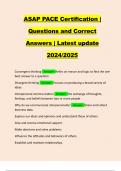 ASAP PACE Certification | Questions and Correct Answers | Latest update 2024/2025