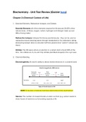 SBI4U (AP Biology) - Biochemistry Summary/Test Review