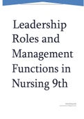 Leadership Roles and Management Functions in Nursing 9th Edition TBW