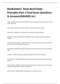 RealEstateU: Texas Real Estate Principles Part 1 Final Exam Questions & Answers(GRADED A+)