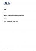 OCR GCE  Law H418/03 The nature of law and human rights A Level Mark Scheme for June 2024