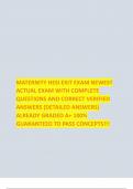 MATERNITY HESI EXIT EXAM NEWEST ACTUAL EXAM WITH COMPLETE QUESTIONS AND CORRECT VERIFIED ANSWERS (DETAILED ANSWERS) ALREADY GRADED A+ 100% GUARANTEED TO PASS CONCEPTS!!!