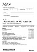  AQA GCSE FOOD PREPARATION AND NUTRITION 8585/W Paper 1 Food Preparation and Nutrition questio paper june 2024