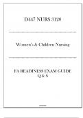 (WGU D447) NURS 3120 Women-s & Children Nursing - FA Readiness Exam Guide - 2024