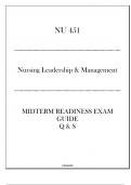 (HU) NU 451 Nursing Leadership & Management - Midterm Readiness Exam Guide - 2024.