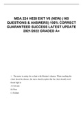 MDA 224 HESI EXIT V6 (NEW) (160 QUESTIONS & ANSWERS) 100% CORRECT GUARANTEED SUCCESS LATEST UPDATE 2021/2022 GRADED A+