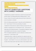 NHA CPT EXAM STUDY QUESTIONS WITH CORRECT ANSWERS