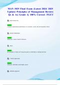 MAN 3025 Final Exam (Latest 2024/ 2025 Update) Principles of Management Review| Qs & As| Grade A| 100% Correct- FGCU